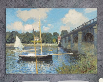 Monet Aesthetic Wall Art Picture or Poster, Canvas Print, Landscape Painting, The Bridge at Argenteuil, Home Wall Decor.