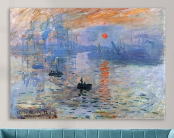 Monet Rising Sun, Soleil Levant, Affiche ou Art mural, Peinture de paysage marin, Décoration murale maison.