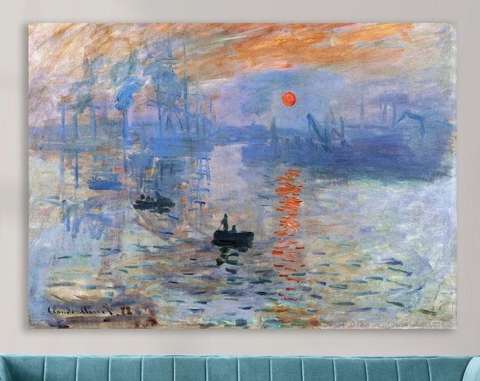 Monet Sunrise, Soleil levant, poster or wall art, seascape painting, home wall decoration.