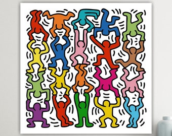 Keith Haring Acrobates colorés, affiche ou peinture sur toile, imprimé Pop Art, décorations murales intérieures.