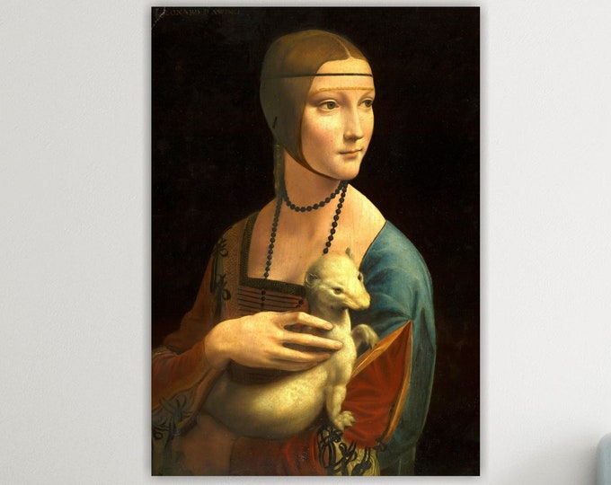 Leonardo Da Vinci, Girl with an Ermine, Poster or Canvas. Wall Decor. Home Office Decor