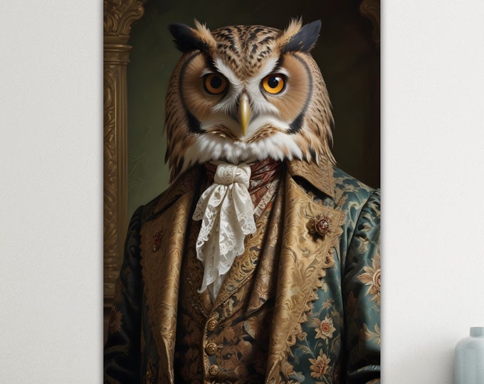 Poster or modern canvas painting, the Owl Anacleto, Animal nobility, large print, wall decorations.