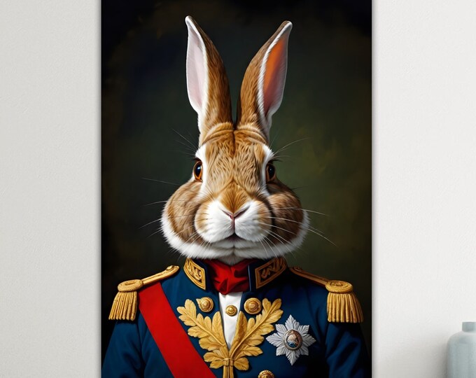Modern poster or canvas painting, Pierre the Noble Rabbit, large print, wall decorations.