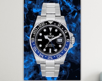 GMT Pepsi Rolex Canvas Print, Poster or Art Painting, Interior Wall Decor in Blue Color.
