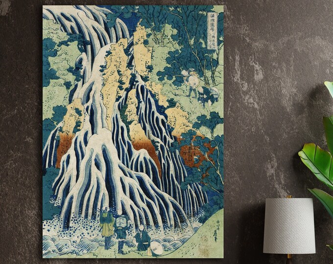 Hokusai Famous Waterfall Wall Art Print, Aesthetic Poster or Painting, Interior Wall Decor.