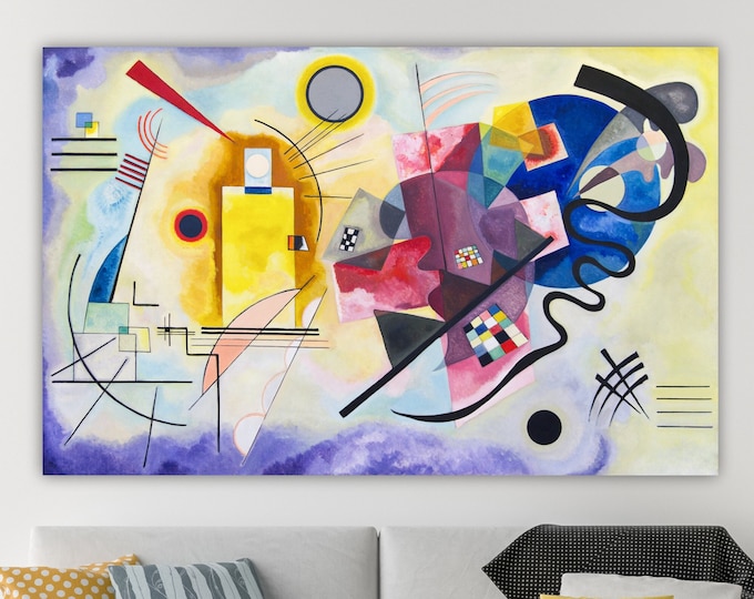 Kandinsky Abstract Wall Art Print, Geometric Poster or Painting, Interior Wall Decor, Yellow, Red, Blue.