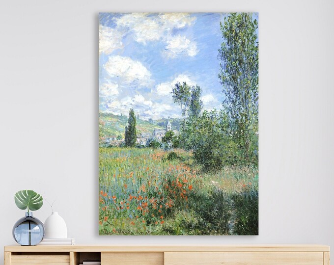Monet floral landscape, aesthetic wall poster or painting, canvas print, home wall decoration.