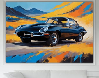Jaguar E-Type Inspired Classic Cars, Modern Poster or Canvas Print, Wall Art, Wall Decor. LEGENDARY CARS.