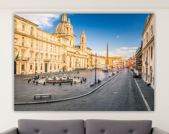 Piazza Navona, Rome Eternal City. Poster or canvas painting ready to hang, home office decor