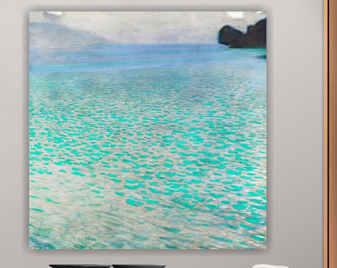Gustave Klimt, Art Nouveau wall print, naturalist abstract poster or painting, interior wall decorations. Attersee.