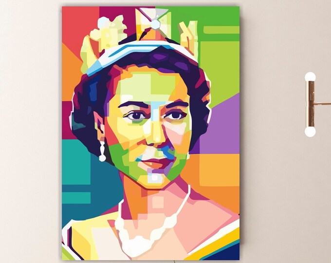 Queen UK pop art portrait, canvas print, poster or art painting, wall decorations.