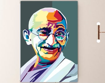 Affiche ou tableau Mahatma Gandhi, impression sur toile, portrait pop art, décorations murales.