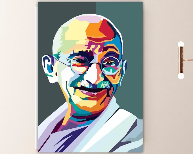 Mahatma Gandhi poster or picture, canvas print, pop art portrait, wall decorations.