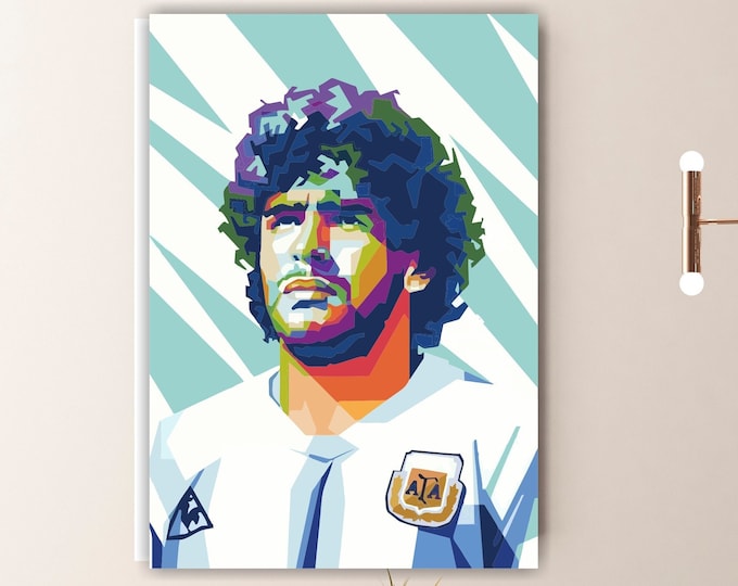 Argentine Footballer Canvas Print, El Pibe de Oro, Poster or Art Painting, Interior Wall Decorations.