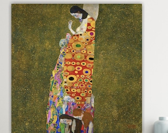 Gustave Klimt Art Nouveau Wall Art Print, Abstract Naturalism Poster or Painting, Interior Wall Decor. Hope.
