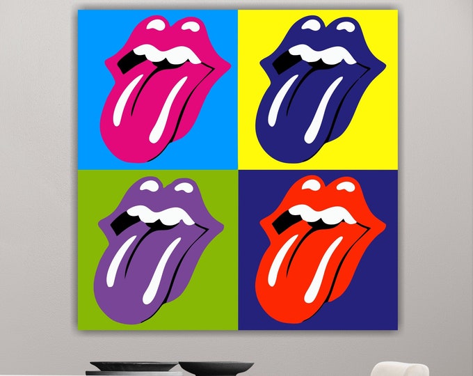 Andy Warhol Kiss, colorful poster or painting, interior wall decoration, canvas wall print.
