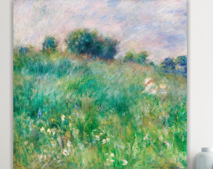 Pierre-Auguste Renoir, La Prairie Art Reproduction, poster or picture on cotton canvas. Interior decoration.