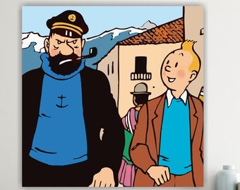 Tin Tin the young reporter painting or poster, Anime-Comic. Poster or Painting on canvas 360g. Numbered and Limited Edition.