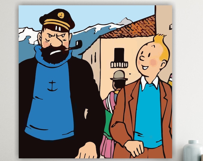 Tin Tin the young reporter painting or poster, Anime-Comic. Poster or Painting on canvas 360g. Numbered and Limited Edition.