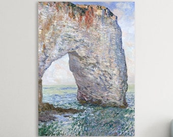 Monet seascape, The Manneport at Étretat, aesthetic painting or poster, vertical canvas print, wall decorations.