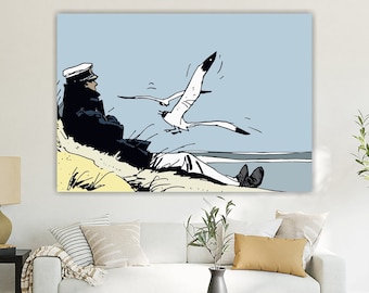 Affiche ou peinture sur toile Corto Maltese, A Winter Day, hommage à Hugo Pratt, impression sur toile, décorations murales intérieures.