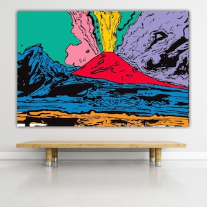 Andy Warhol, Vesubio, cartel o pintura en lienzo, arte pop, decoraciones de paredes interiores.