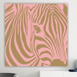 Decorazioni murali, Zebra rosa stampa su tela, animali safari, poster o quadro estetico.