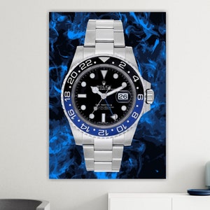 GMT Pepsi Rolex stampa su tela, poster o quadro artistico, decorazione murale per interni del colore blu.