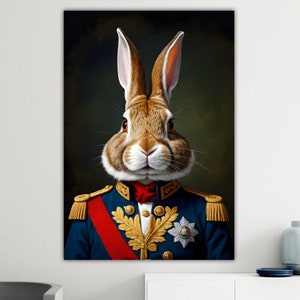 Modernes Poster oder Gemälde auf Leinwand, Pierre der edle Hase, Großdruck, Wanddekoration.