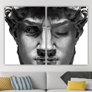 Set of 2 Prints, David by Michelangelo, Modern Aesthetic Poster or Painting, Diptych, Interior Wall Decorations.