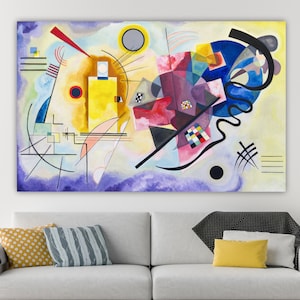 Kandinsky, stampa da parete astratta, poster o quadro geometrico, decorazioni murali per interni, Yellow, Red, Blue.