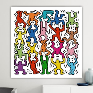 Keith Haring Acrobates colorés, affiche ou peinture sur toile, imprimé Pop Art, décorations murales intérieures. image 1