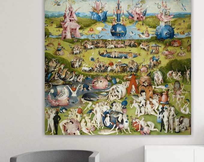 Bosch, Garden of Earthly Delights, wall print, poster or picture for interior wall decoration. The False Paradise.