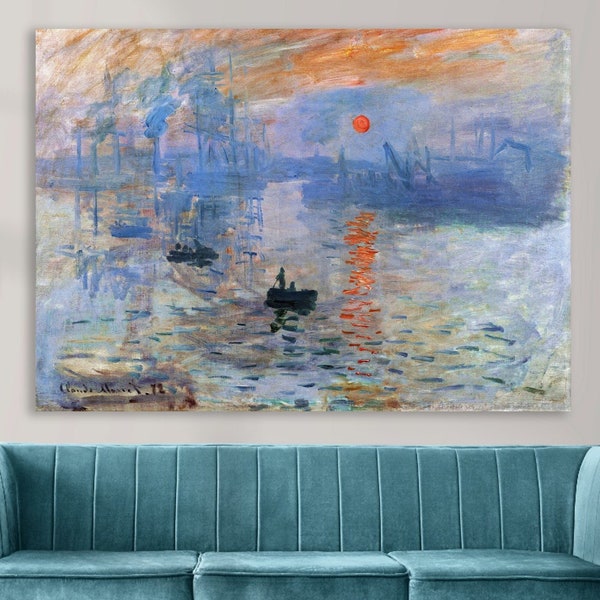 Monet Rising Sun, Soleil Levant, Affiche ou Art mural, Peinture de paysage marin, Décoration murale maison.