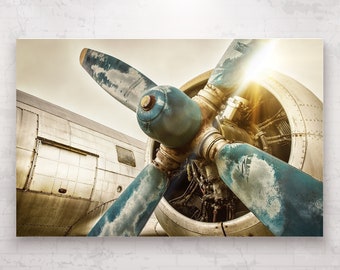Propeller plane poster or aesthetic painting, canvas print, interior wall decoration,