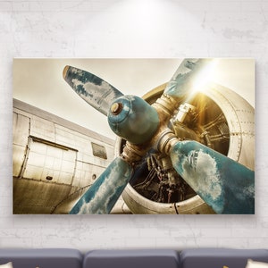 Aereo ad elica poster o quadro estetico, stampa su tela, decorazioni murali per interni,
