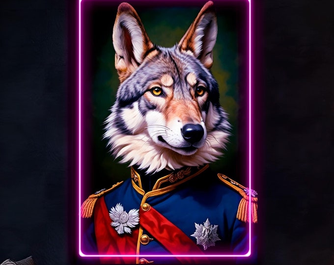 Modern Large Size LED Light Up Canvas Wolf Painting Wall Decorations for Home Office Local Decor.