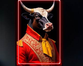 Modern Large Size Canvas LED Light Up Painting The Bull Wall Decorations for Home Office Local Decor.