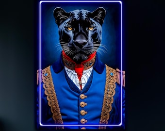 Modern Large Size LED Light Up Canvas Painting The Panther Wall Art Decor for Home Office Local.
