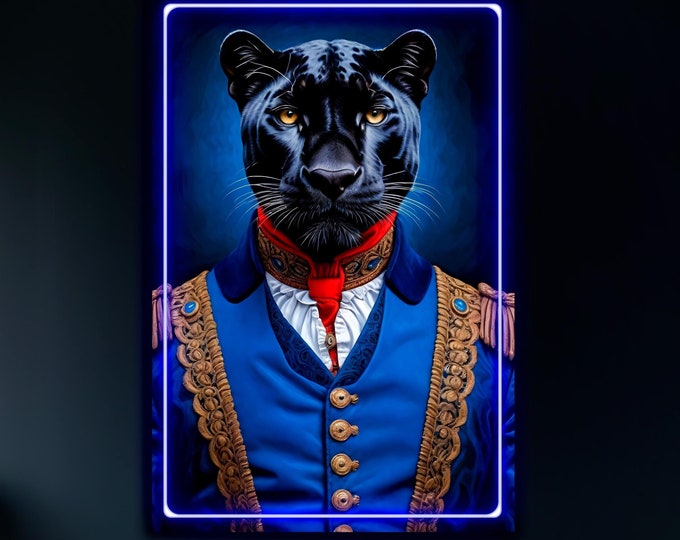 Modern Large Size LED Light Up Canvas Painting The Panther Wall Art Decor for Home Office Local.