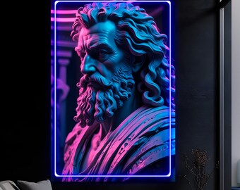 LED light painting Zeus King of the Olympians, large modern canvas reproduction, wall decorations for home office decor