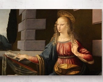 Leonardo da Vinci. Annunciation. Poster or painting ready to hang, home office decor