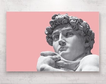 Michelangelo's David, modern wall poster or painting, wall print on canvas, pop art decorations for interiors.