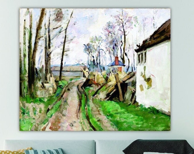Cézanne poster or aesthetic painting, Auvers landscape, wall print, home wall decorations, Village street.