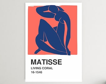 Henri Matisse Coral, poster or canvas painting. Modern home office decor. Wall decoration.