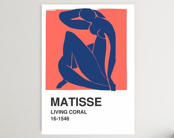Henri Matisse Coral, poster or canvas painting. Modern home office decor. Wall decoration.