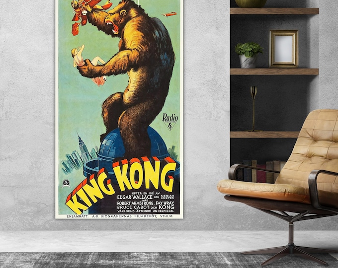 King Kong Vintage Poster Perfectly Restored, Large Size Poster or Canvas Print, Interior Wall Decor.