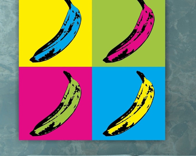 Andy Warhol Banana, colorful poster or painting, interior wall decoration, canvas wall print.