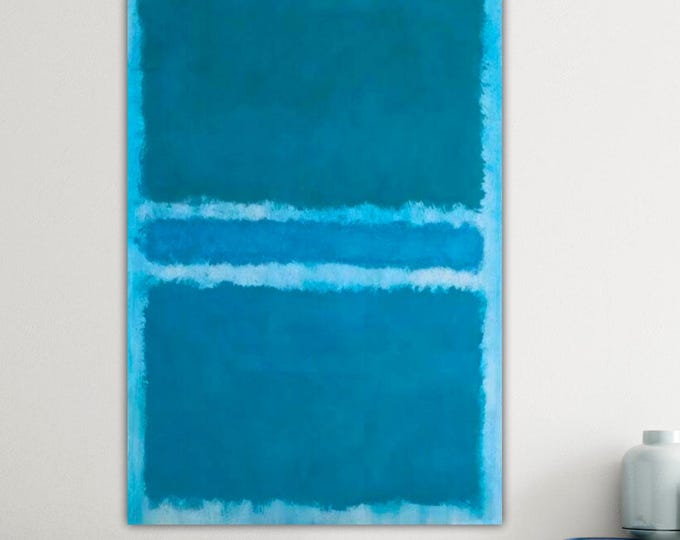 Mark Rothko Painting or Poster, Abstract Expressionism, Art Reproduction, Canvas Print, Blue and Light Blue Colorful Composition.