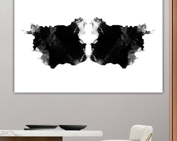 Rorschach Black Inkblots Canvas Print Abstract Art Reproduction Poster. Psychological Projective Test